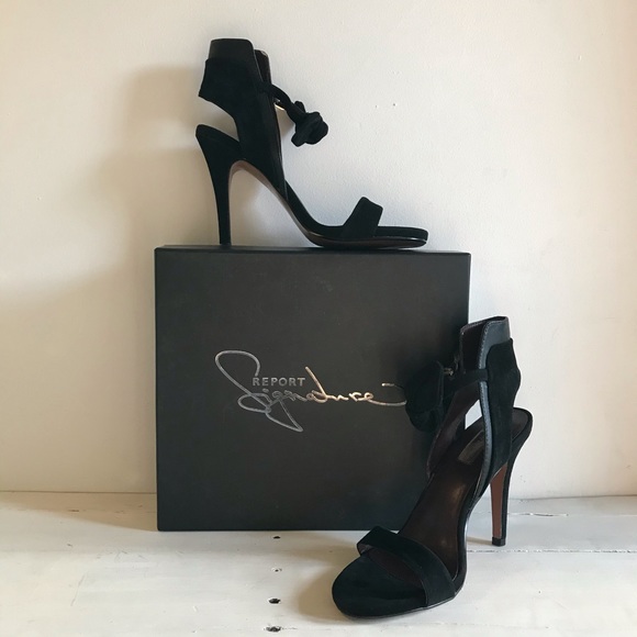 Report Signature Zany Black Suede High Back Heels - Picture 8 of 8